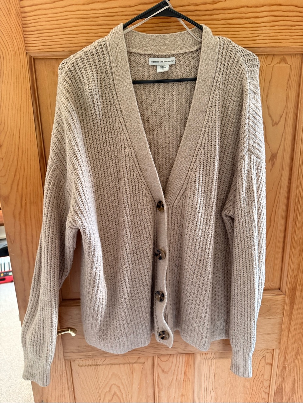cupcakes & cashmere Taupe Button-Front Knit Cardigan
